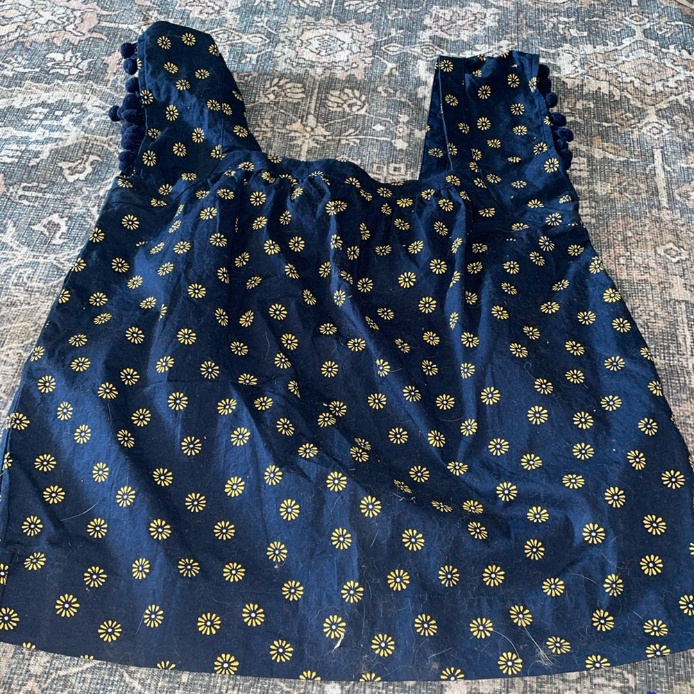 JCrew Square Neck Sunflower Navy Tank